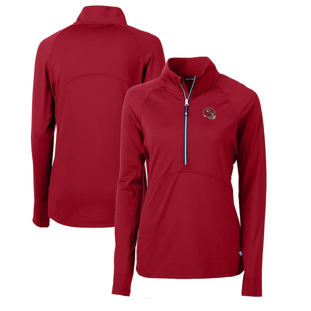 Kansas City Chiefs Cutter & Buck Women's Helmet Logo Adapt Eco Knit Stretch Recycled Half-Zip Pullover Top Red