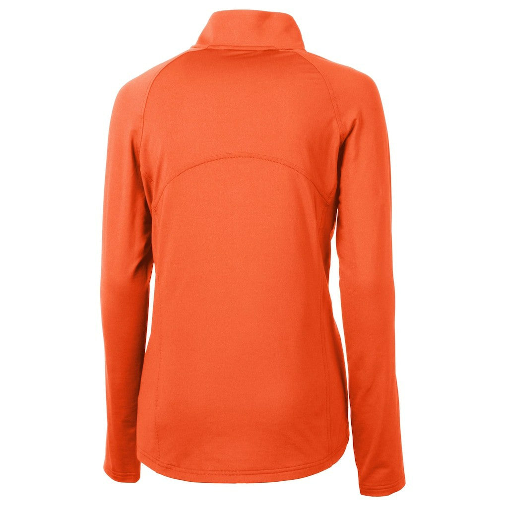 Cincinnati Bengals Cutter & Buck Women's Helmet Logo Adapt Eco Knit Stretch Recycled Half-Zip Pullover Top Orange