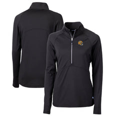 Green Bay Packers Cutter & Buck Women's Helmet Logo Adapt Eco Knit Stretch Recycled Half-Zip Pullover Top Black