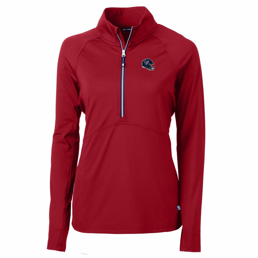 Houston Texans Cutter & Buck Women's Helmet Logo Adapt Eco Knit Stretch Recycled Half-Zip Pullover Top Red