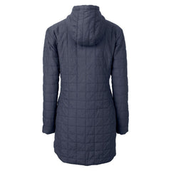 Denver Broncos Cutter & Buck Women's Helmet Logo Rainier Primaloft Eco Insulated Hooded Long Coat Heather Navy