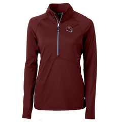 Washington Commanders Cutter & Buck Women's Helmet Logo Adapt Eco Knit Stretch Recycled Half-Zip Pullover Top Burgundy