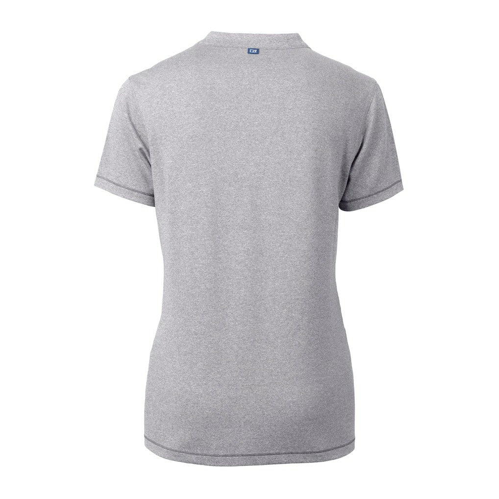 Jacksonville Jaguars Cutter & Buck Women's Helmet Logo DryTec Forge Stretch V-Neck Blade Top Heather Gray