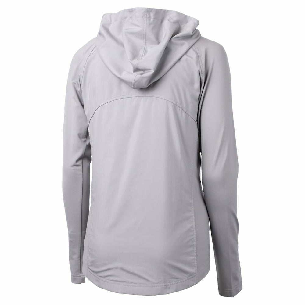 Minnesota Vikings Cutter & Buck Women's Helmet Logo Adapt Eco Knit Hybrid Recycled Full-Zip Hoodie Heather Gray