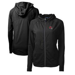 Kansas City Chiefs Cutter & Buck Women's Helmet Logo Adapt Eco Knit Hybrid Recycled Full-Zip Hoodie Black