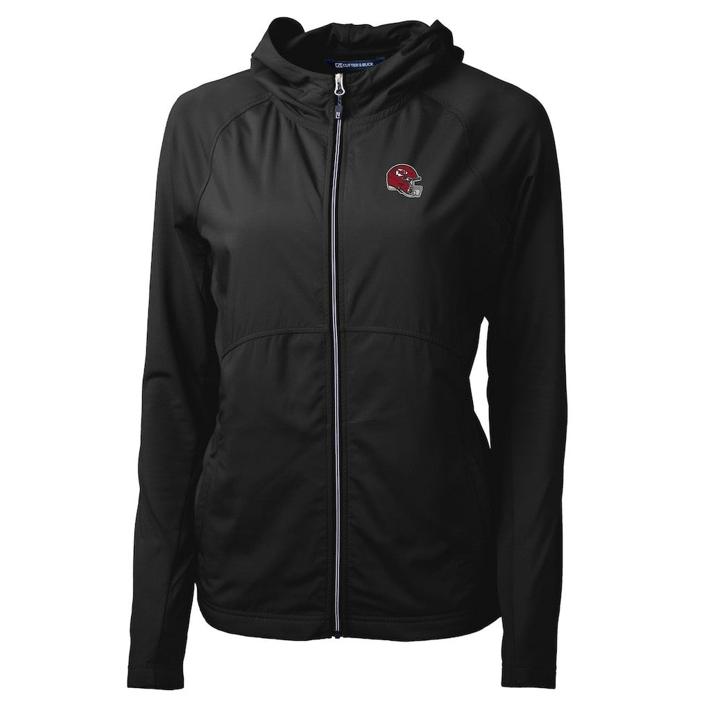 Kansas City Chiefs Cutter & Buck Women's Helmet Logo Adapt Eco Knit Hybrid Recycled Full-Zip Hoodie Black
