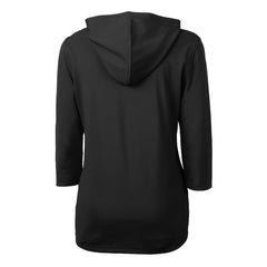 Carolina Panthers Cutter & Buck Women's Helmet Logo DryTec Virtue Eco Pique Recycled 3/4-Sleeve Half-Zip Pullover Hoodie Black