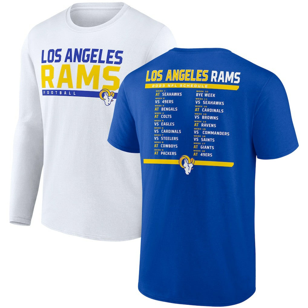 Los Angeles Rams Two-Pack 2023 Schedule T-Shirt Combo Set Royal/White