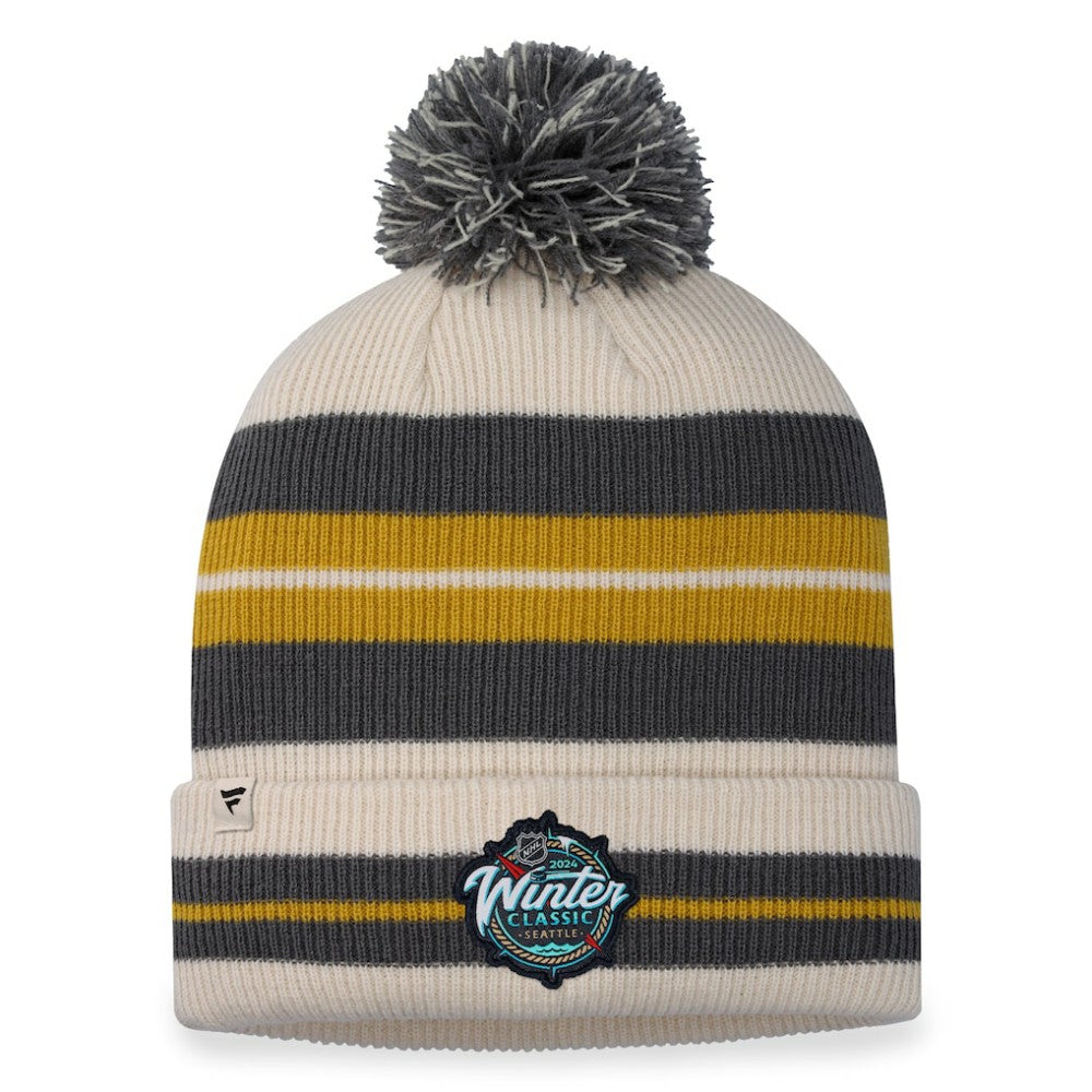 NHL Vegas Golden Knights Fanatics 2024 NHL Winter Classic Cuffed Knit Hat with Pom - Charcoal/Cream