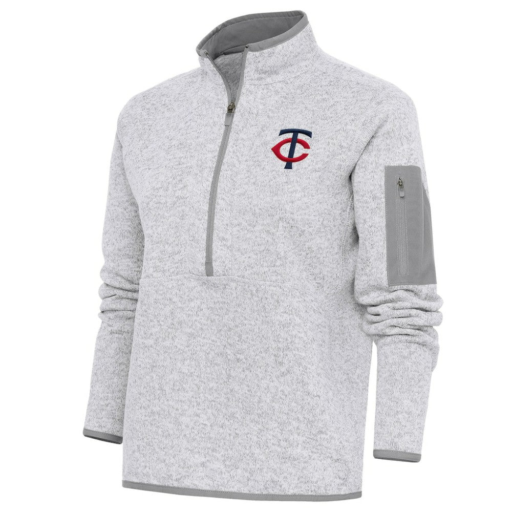 Minnesota Twins Antigua Women's Fortune Quarter-Zip Pullover Jacket - Heather Gray Jackets