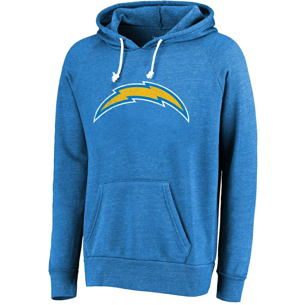 Justin Herbert Los Angeles Chargers Majestic Threads Name & Number Tri-Blend Pullover Hoodie Powder Blue