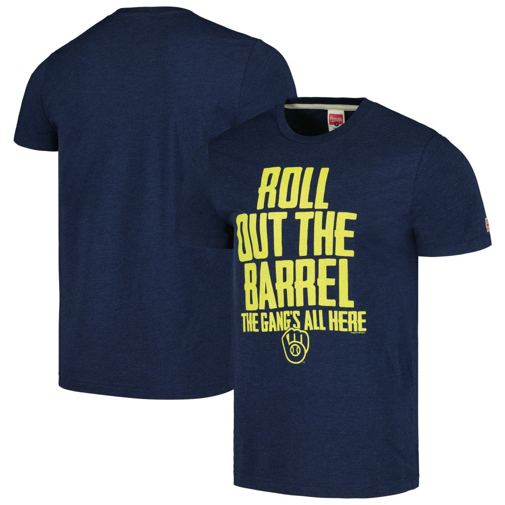 Milwaukee Brewers Homage Gangs All Here Hyper Local Tri-Blend T-Shirt - Navy T-shirts