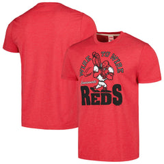 Cincinnati Reds Homage Doodle Collection Wire to Wire Tri-Blend T-Shirt - Red T-shirts
