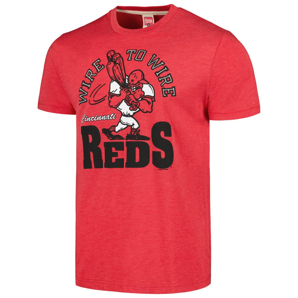 Cincinnati Reds Homage Doodle Collection Wire to Wire Tri-Blend T-Shirt - Red T-shirts