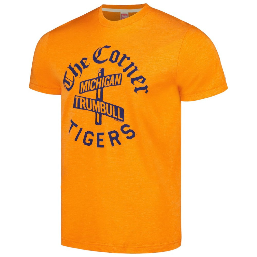 Detroit Tigers Homage Doodle Collection The Corner Tri-Blend T-Shirt - Orange T-shirts