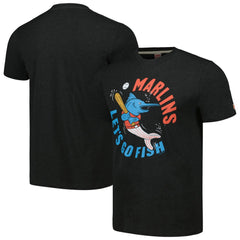 Miami Marlins Homage Doodle Collection Let's Go Fish Tri-Blend T-Shirt - Black T-shirts