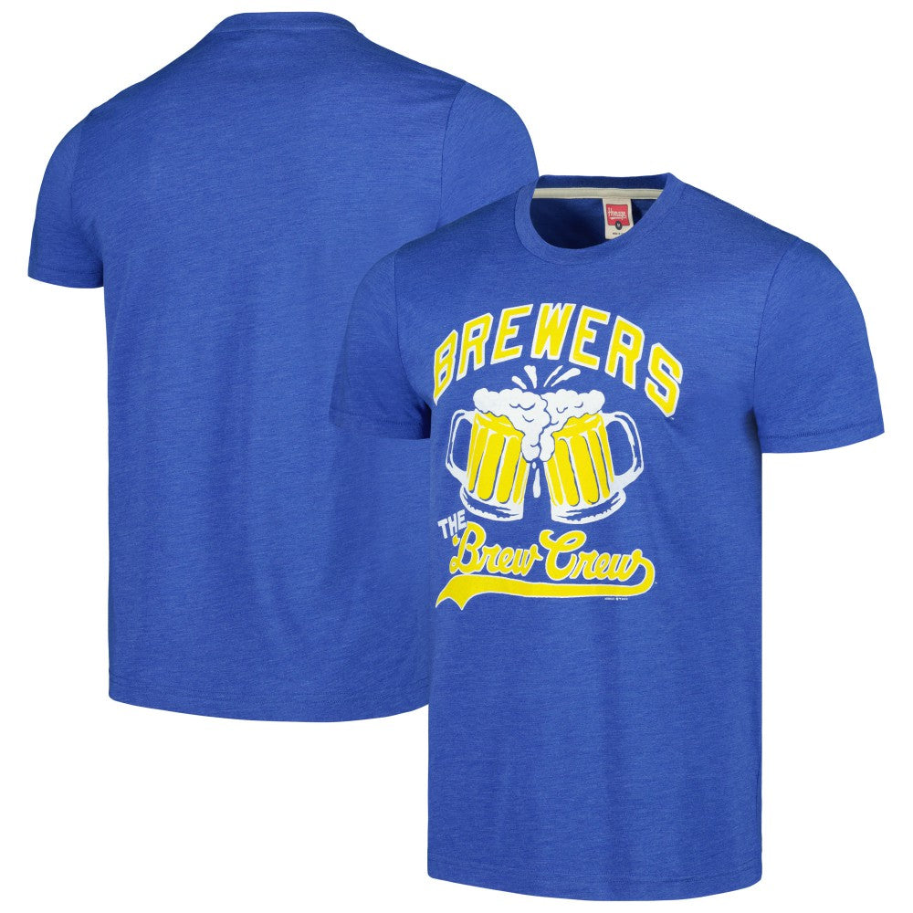 Milwaukee Brewers Homage Doodle Collection The Brew Crew Tri-Blend T-Shirt - Royal T-shirts