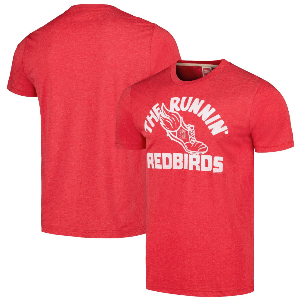 St. Louis Cardinals Homage Doodle Collection The Runnin' Redbirds Tri-Blend T-Shirt - Red T-shirts