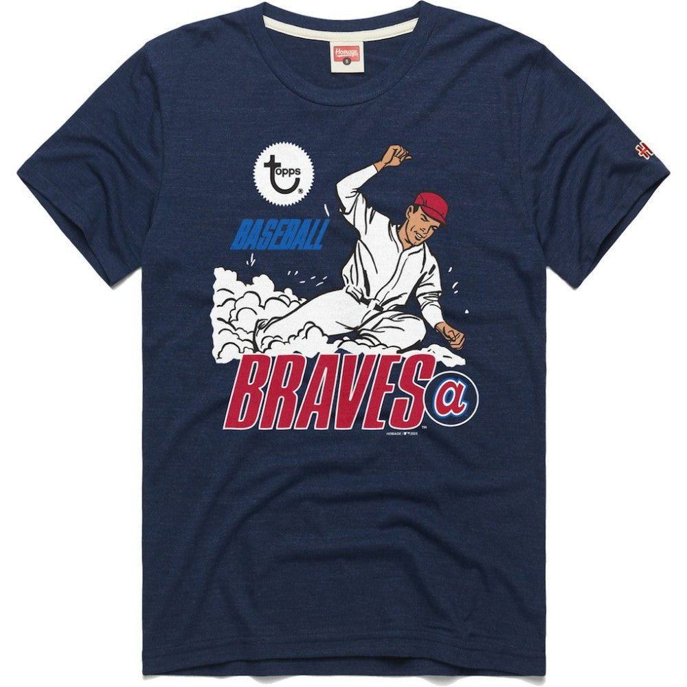 Atlanta Braves Homage x Topps Tri-Blend T-Shirt - Navy T-shirts