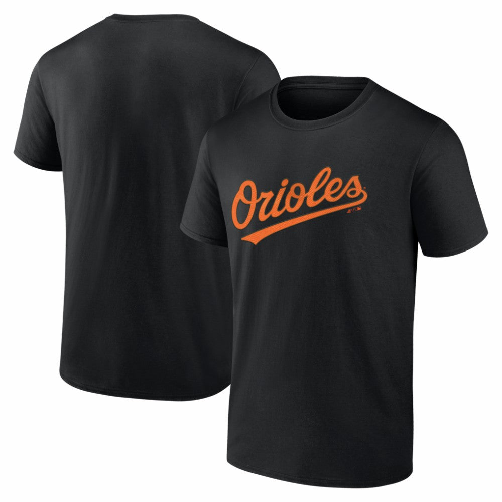 Baltimore Orioles Logo Athletic Wordmark T-Shirt - Black T-shirts