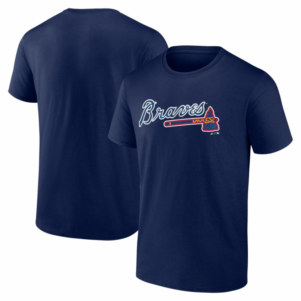 Atlanta Braves Logo Athletic Wordmark T-Shirt - Navy T-shirts