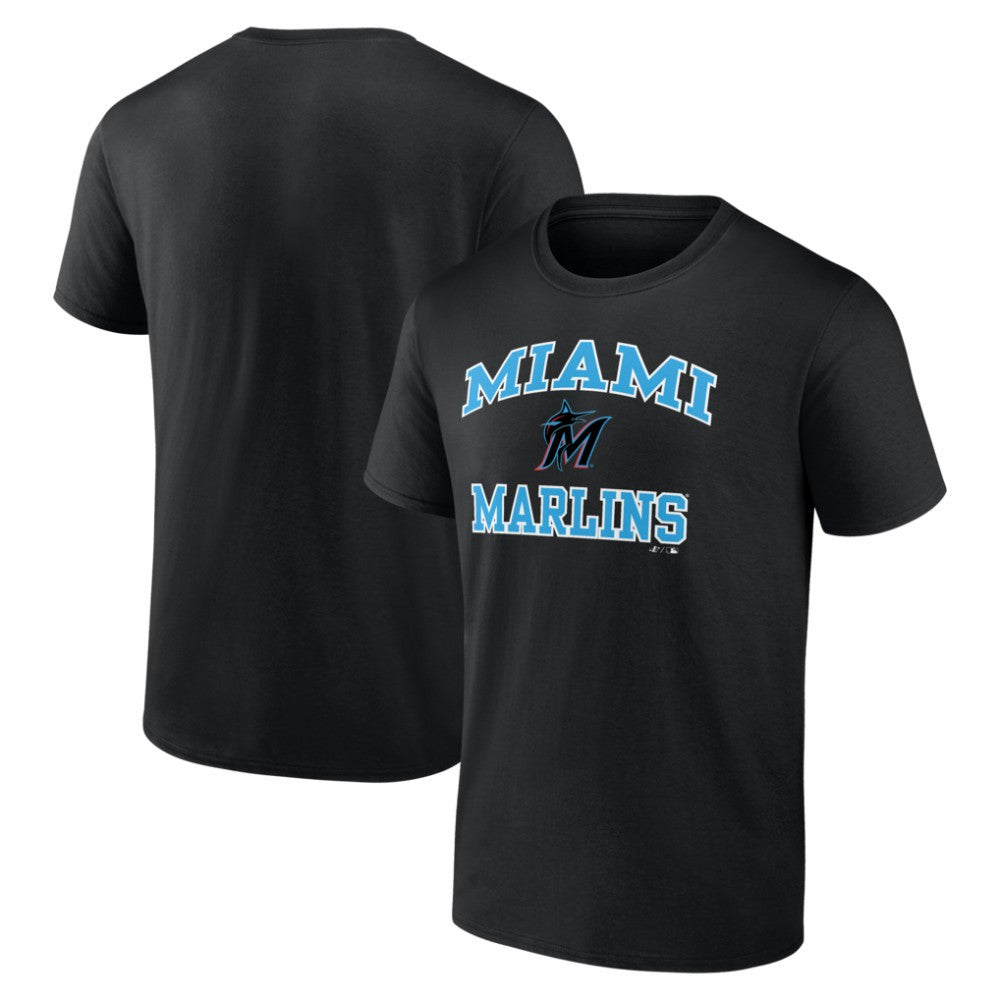 Miami Marlins Logo Athletic Heart and Soul T-Shirt - Black T-shirts