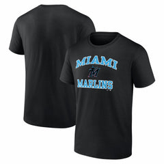 Miami Marlins Logo Athletic Heart and Soul T-Shirt - Black T-shirts