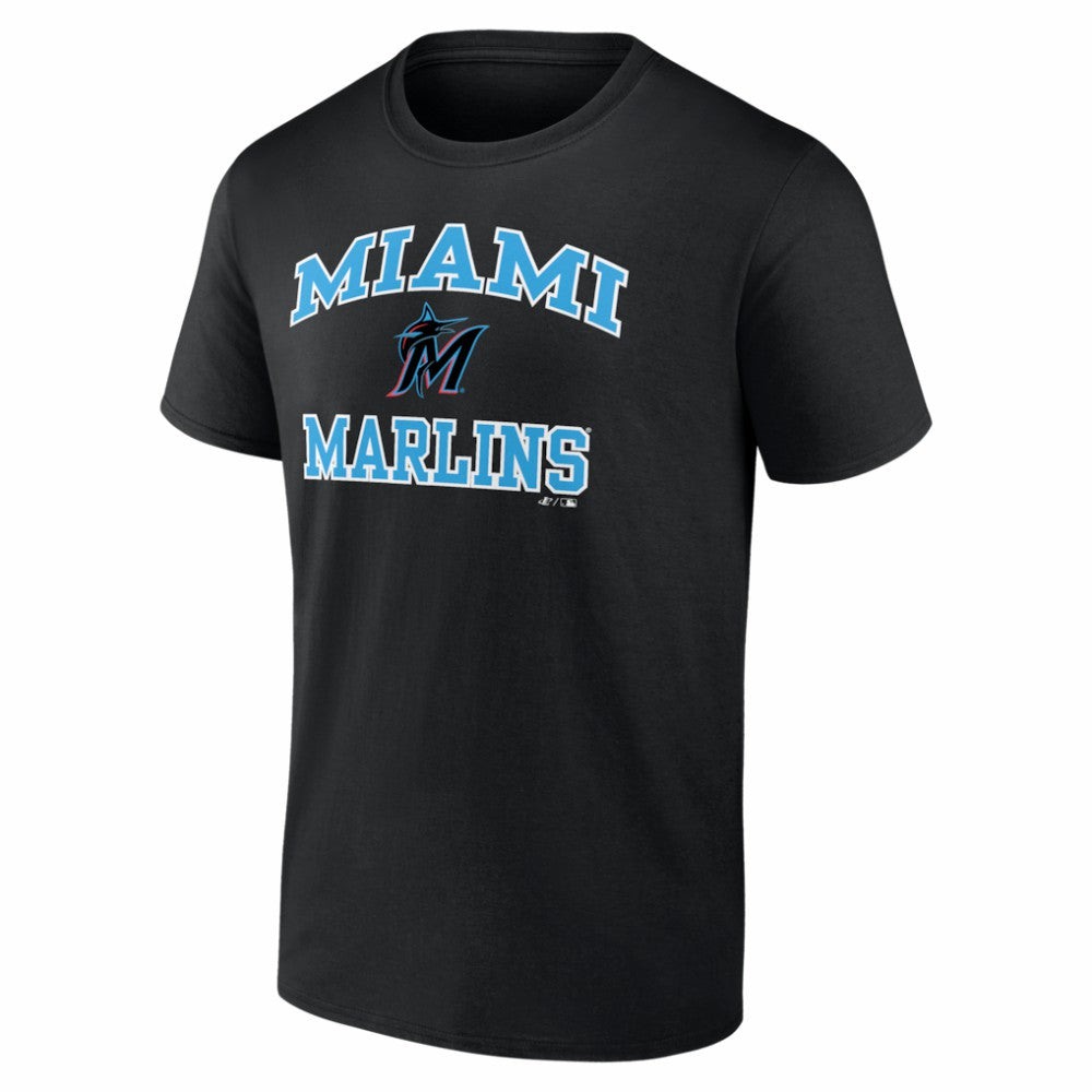 Miami Marlins Logo Athletic Heart and Soul T-Shirt - Black T-shirts