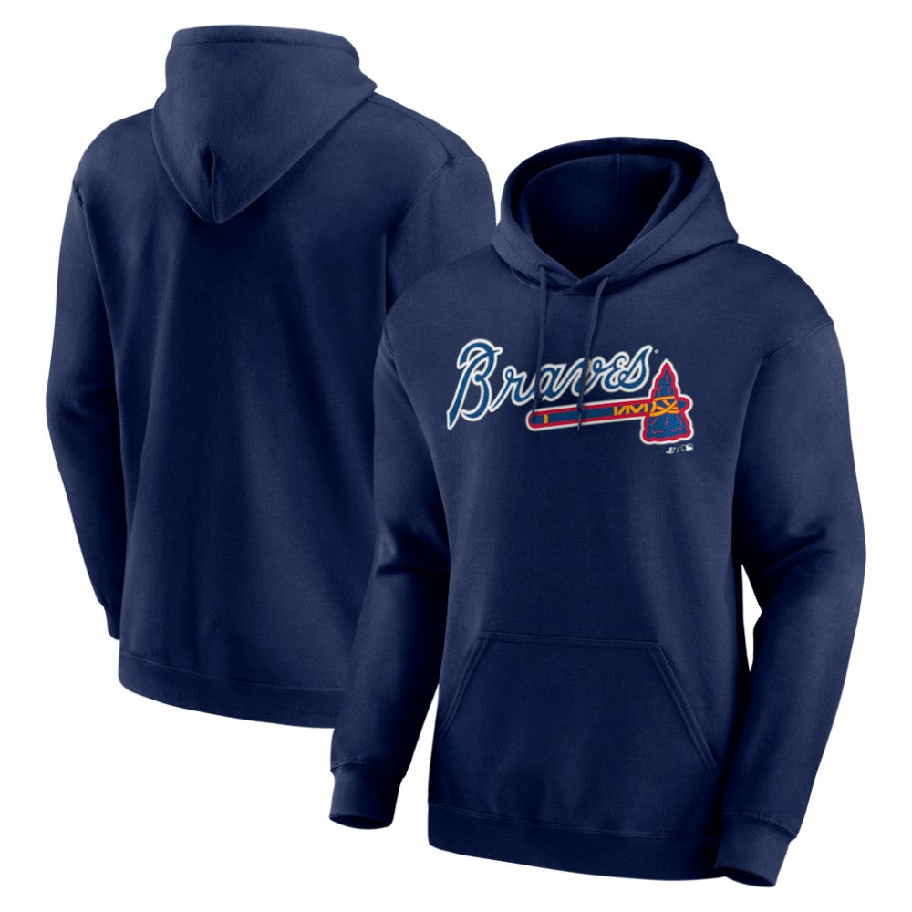 Atlanta Braves Logo Athletic Wordmark Hoodie - Navy Hoodies