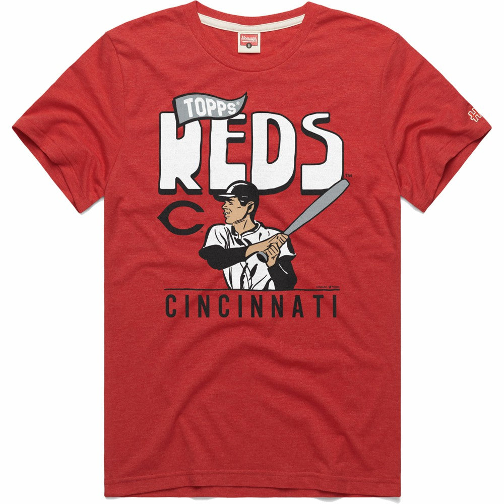 Cincinnati Reds Homage x Topps Tri-Blend T-Shirt - Red T-shirts