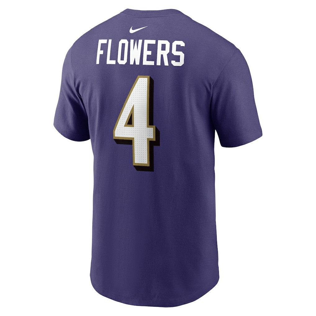 Zay Flowers Baltimore Ravens Player Name & Number T-Shirt Purple