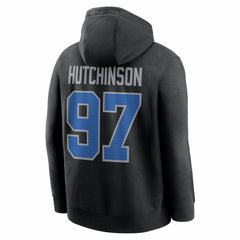 Aidan Hutchinson Detroit Lions Name & Number Fleece Hoodie Black