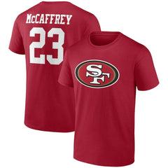 Christian McCaffrey San Francisco 49ers Player Icon Name & Number T-Shirt Scarlet
