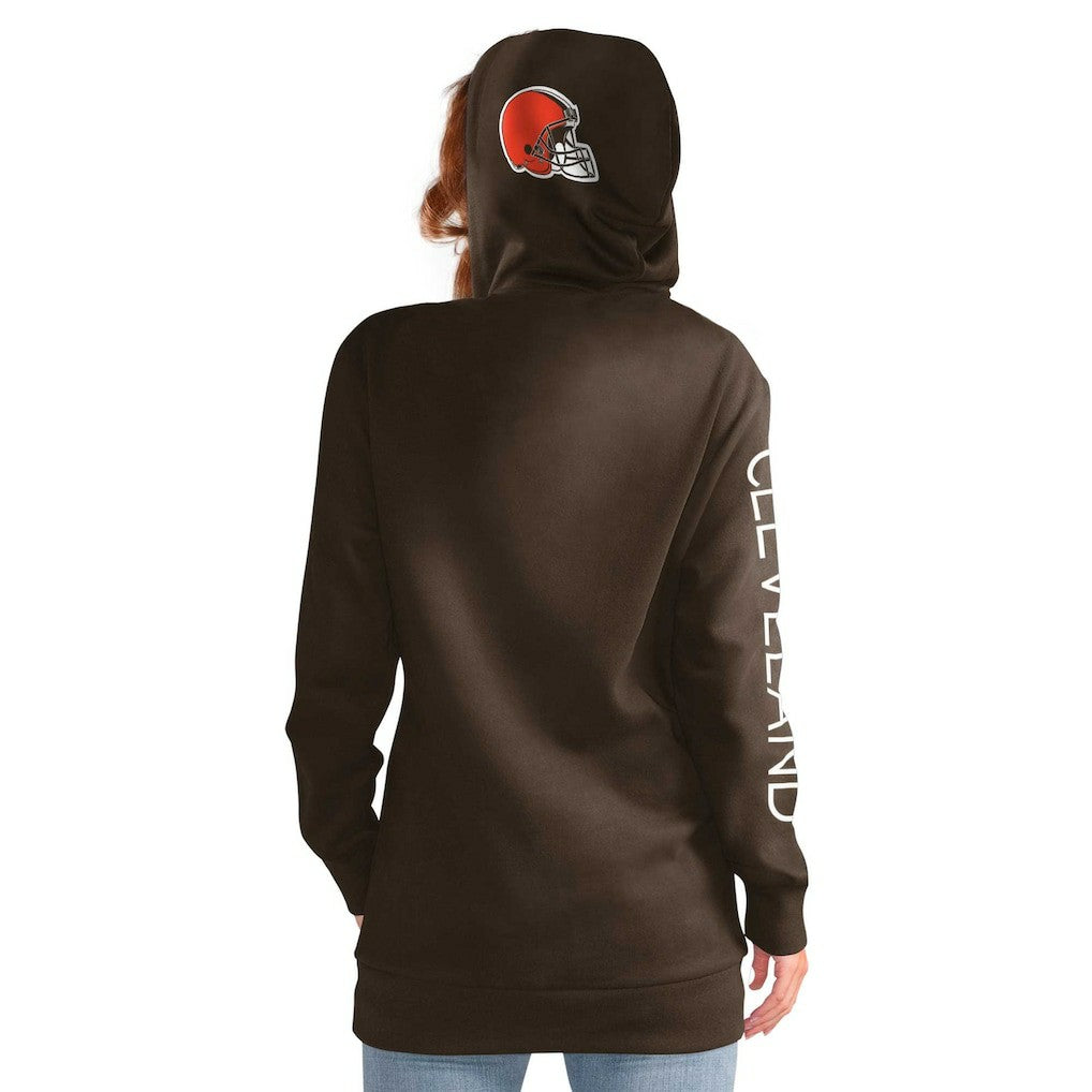 Cleveland Browns G-III 4Her by Carl Banks Women's Extra Inning Pullover Hoodie Brown