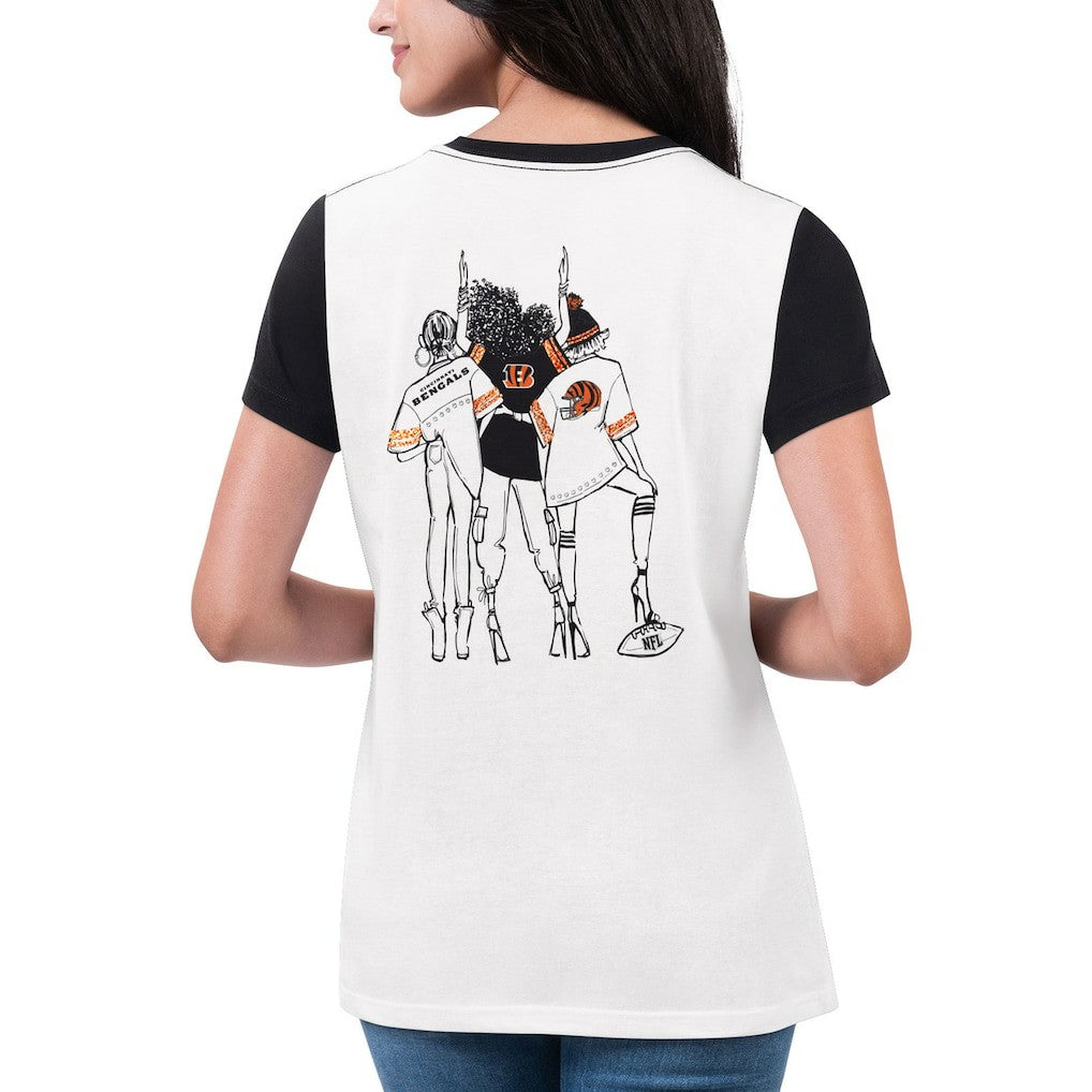 Cincinnati Bengals G-III 4Her by Carl Banks Women's Fashion Illustration T-Shirt White/Black