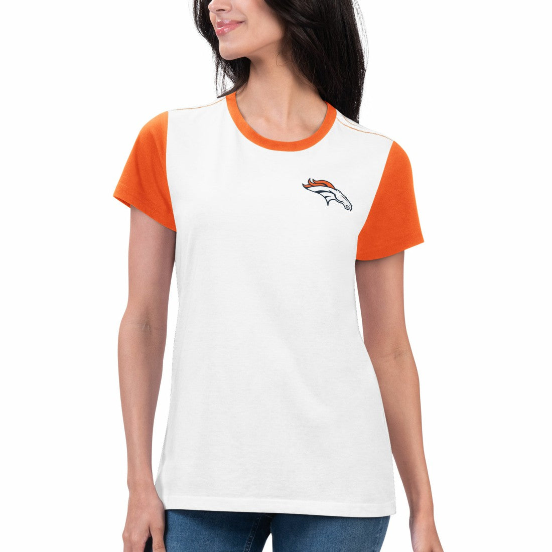 Denver Broncos G-III 4Her by Carl Banks Women's Fashion Illustration T-Shirt White/Orange
