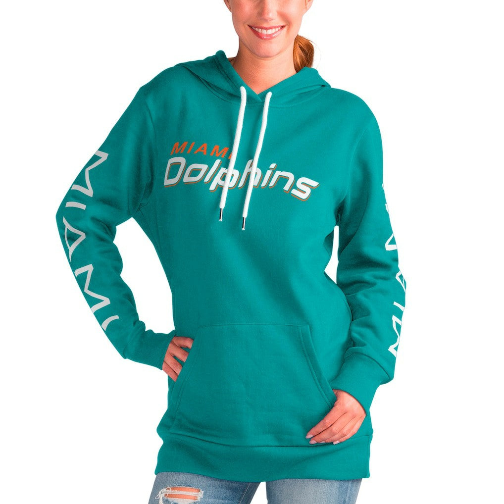 Miami Dolphins G-III 4Her by Carl Banks Women's Extra Inning Pullover Hoodie Aqua