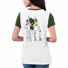 Green Bay Packers G-III 4Her by Carl Banks Women's Fashion Illustration T-Shirt White/Green