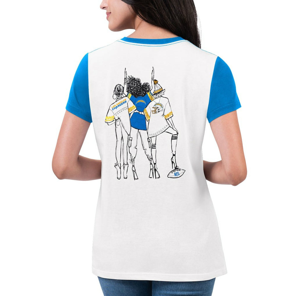 Los Angeles Chargers G-III 4Her by Carl Banks Women's Fashion Illustration T-Shirt White/Powder Blue