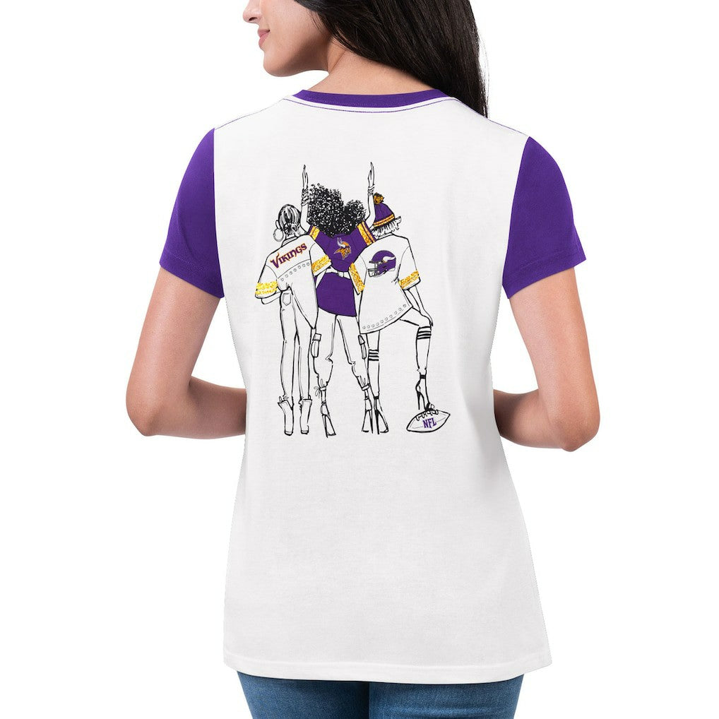 Minnesota Vikings G-III 4Her by Carl Banks Women's Fashion Illustration T-Shirt White/Purple
