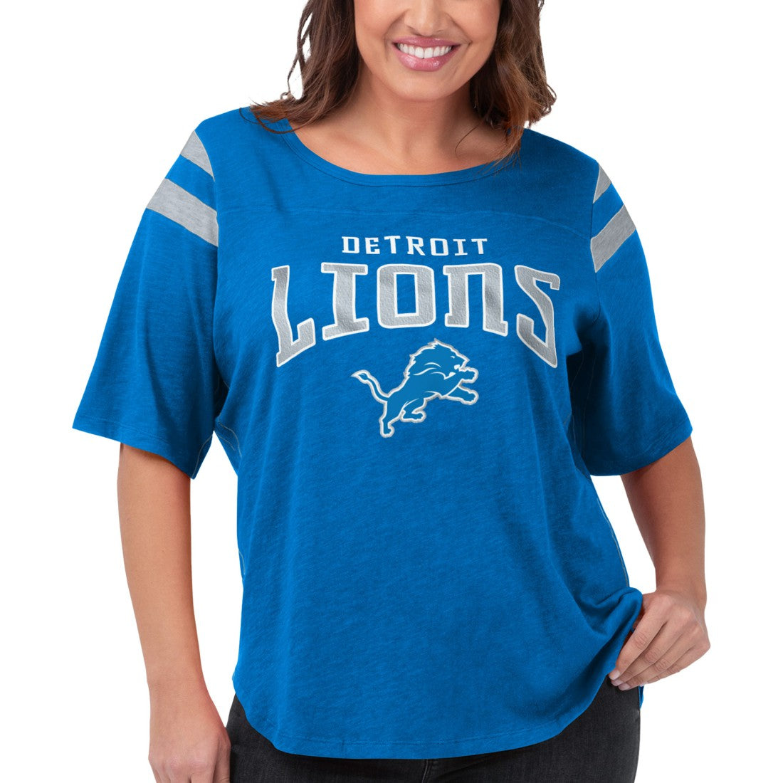 Detroit Lions G-III 4Her by Carl Banks Women's Plus Size Linebacker T-Shirt Royal