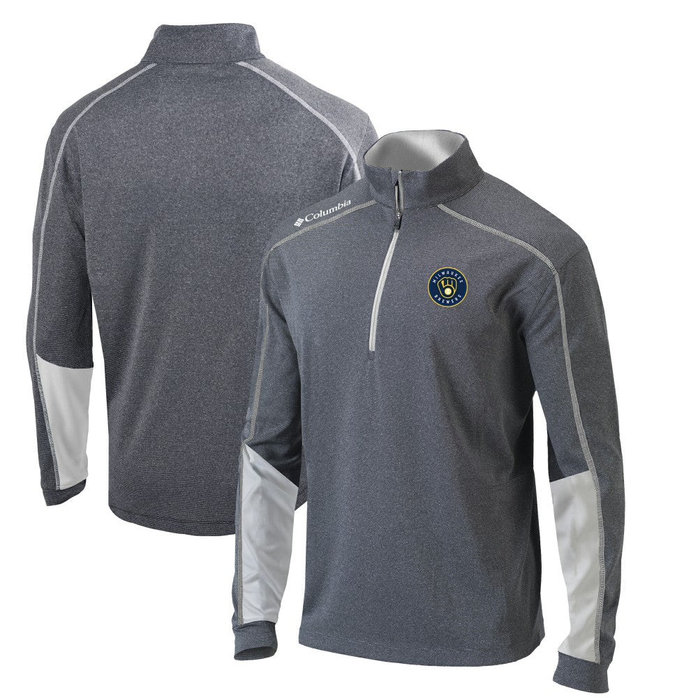 Milwaukee Brewers Columbia Omni-Wick Shotgun 2.0 Quarter-Zip Pullover Top - Charcoal/White Pullover