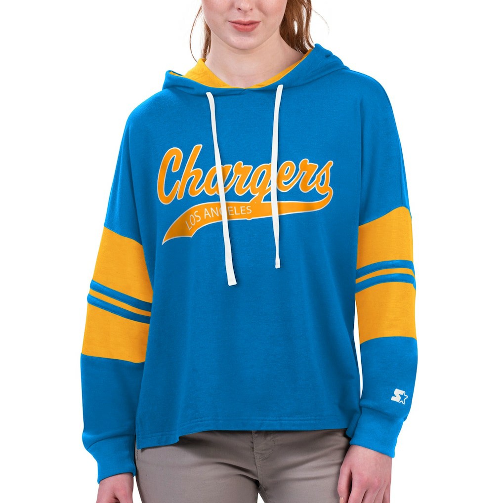 Los Angeles Chargers Starter Women's Bump And Run Long Sleeve Hoodie T-Shirt Powder Blue