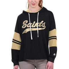 New Orleans Saints Starter Women's Bump And Run Long Sleeve Hoodie T-Shirt Black