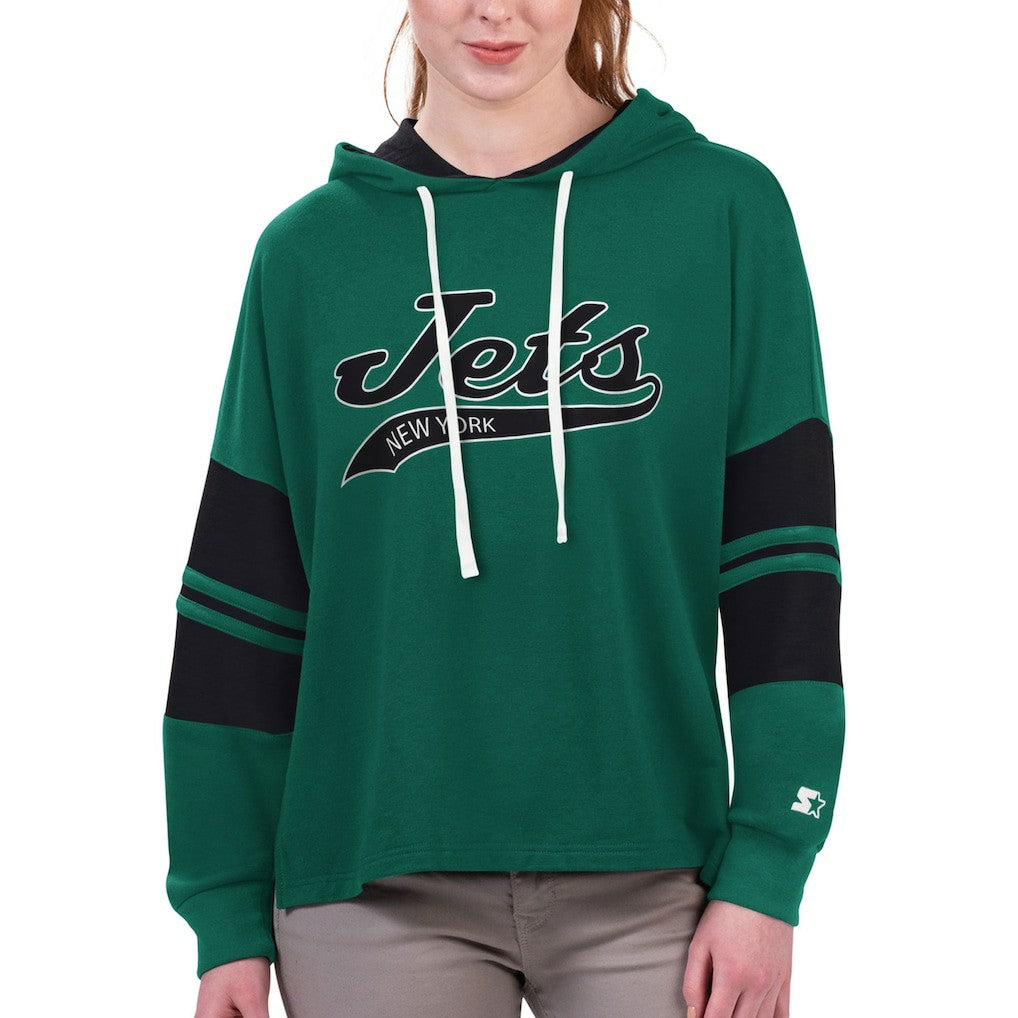 New York Jets Starter Women's Bump And Run Long Sleeve Hoodie T-Shirt Green