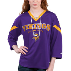 Minnesota Vikings Starter Women's Rally Lace-Up 3/4 Sleeve T-Shirt Purple
