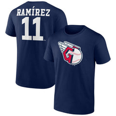 Jose Ramirez Cleveland Guardians Player Icon Name & Number T-Shirt - Navy T-shirts