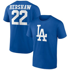 Clayton Kershaw Los Angeles Dodgers Player Icon Name & Number T-Shirt - Royal T-shirts