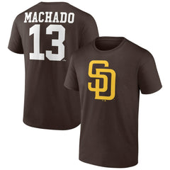 Manny Machado San Diego Padres Player Icon Name & Number T-Shirt - Brown T-shirts