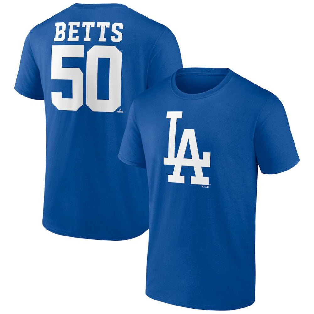 Mookie Betts Los Angeles Dodgers Player Icon Name & Number T-Shirt - Royal T-shirts